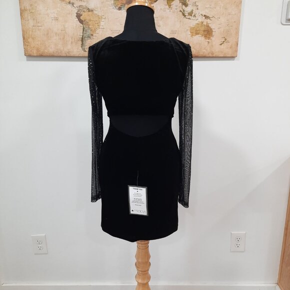 Velour dress w/ sparkling sleeves - City Studio brand - Picture 4 of 14